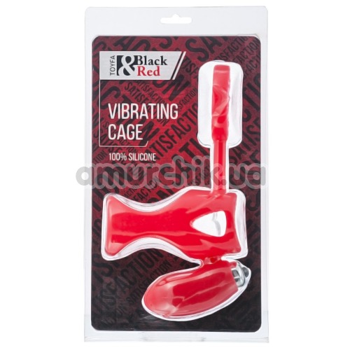 Насадка на пенис с вибрацией Black&Red Vibrating Cage, красная