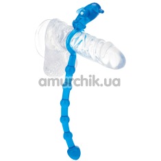Виброкольцо с анальным стимулятором Delightful Butt Tail, голубое - Фото №1