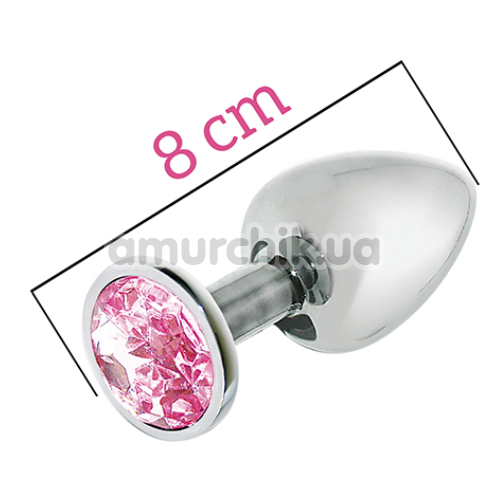 Анальная пробка с розовым кристаллом Mai Attraction Pleasure Toys M №73, серебряная