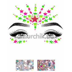 Прикраса для обличчя Leg Avenue Vibe Jewels Sticker & Body Glitter, мультикольорове - Фото №1