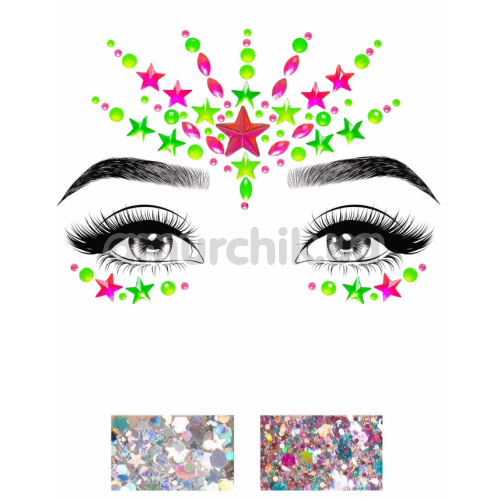 Украшение для лица Leg Avenue Vibe Jewels Sticker & Body Glitter, радужное - Фото №1