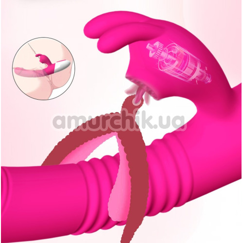Вибратор с подогревом Boss Series Silicone Rabbit Vibrator Powerful Licking, розовый