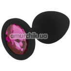 Анальная пробка с розовым кристаллом RelaXxxx Silicone Plug Medium, черная - Фото №1