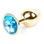 Анальная пробка с голубым кристаллом Exclusivity Jewellery Gold Plug, золотая - Фото №1
