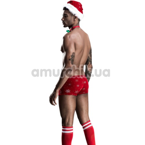Костюм новогодний JSY Sexy Lingerie SO3676 красно-белый: трусы + галстук + шапка + гетры