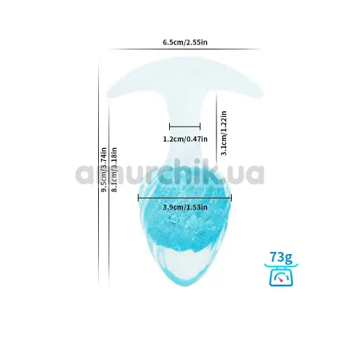 Анальна пробка Liebe Seele Crystal Icecream-Shaped Anal Plug Medium, блакитна