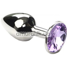 Анальная пробка с пурпурным кристаллом SWAROVSKI Silver Ametrine Small, серебряная - Фото №1