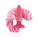 Анальная пробка с розовым хвостом Unicorn Tails Pastel, розовая - Фото №1