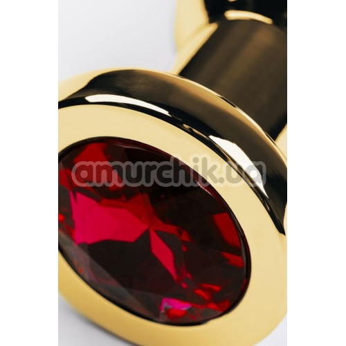 Анальна пробка з червоним кристалом Toyfa Metal 717058-9, золота