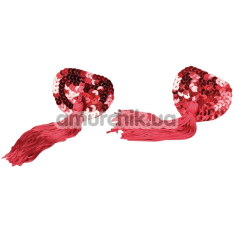 Прикраси для сосків Bijoux Indiscrets Burlesque Nipple Tassels, червоні - Фото №1