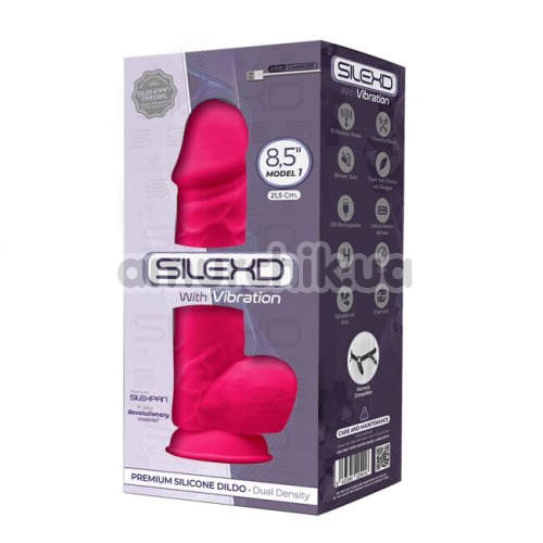 Вибратор Silexd Premium Silicone Dildo Model 1 Size 8.5, розовый