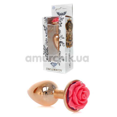 Анальная пробка с розовой розочкой Exclusivity Jewellery Red Gold Rose Plug, золотая