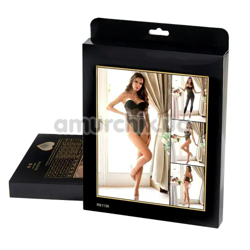 Боди Star Night Sheer Teddy With Faux Diamond, черное