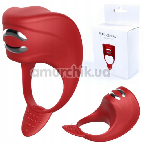 Виброкольцо для члена с электростимуляцией FoxShow Silicone Vibrating Ring With Electro Stim, красное