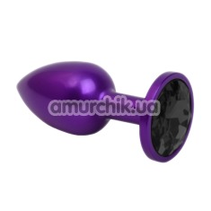 Анальная пробка с черным кристаллом SWAROVSKI Zcz, фиолетовая матовая - Фото №1