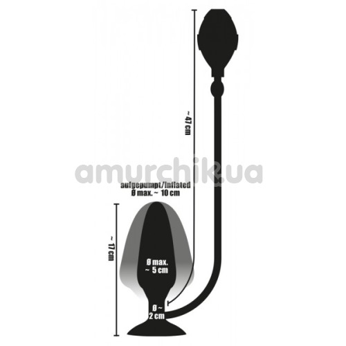 Анальный расширитель True Black Inflatable Butt Plug L, черный