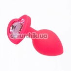 Анальна пробка з світло-рожевим кристалом Loveshop Seamless Butt Plug Heart S, рожева - Фото №1
