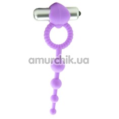 Віброкільце з анальним стимулятором L'Amour Premium Silicone Beaded Vibro Ring, фіолетове - Фото №1
