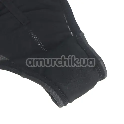 Трусики Star Night Wetlook Zipper Panties, чорні