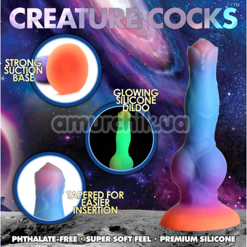 Фаллоимитатор Creature Cocks Space Cock Glows In The Dark, разноцветный