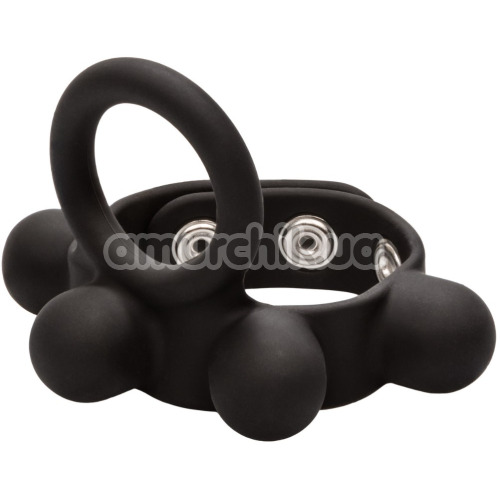 Ерекційне кільце для члена Weighted Silicone Medium C-Ring Ball Stretcher, чорне - Фото №1