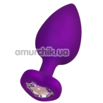 Анальная пробка с прозрачным кристаллом ToDo Anal Plug Diamond Heart S, фиолетовая - Фото №1