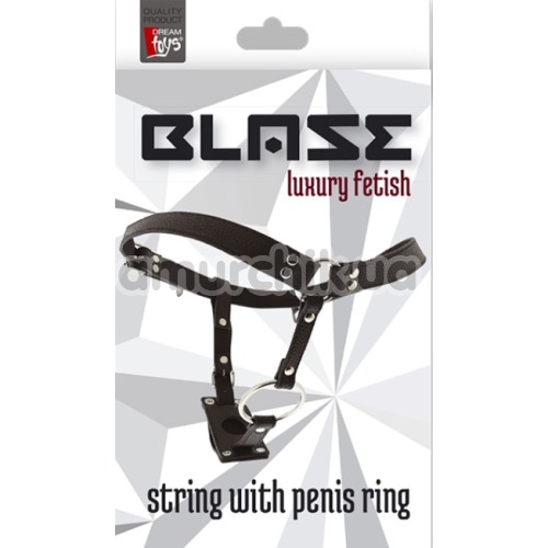 Труси з кільцем для пеніса Blaze Luxury Fetish String With Penis Ring, чорні