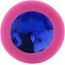 Анальная пробка с синим кристаллом SWAROVSKI Zcz, розовая - Фото №2