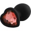 Анальна пробка з червоним кристалом Silicone Jewelled Butt Plug Heart Small, чорна - Фото №1