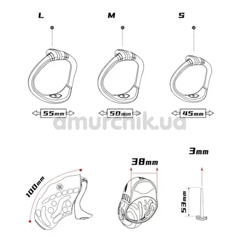 Пояс верности с электростимуляцией Lockink Sevanda Nautilus Estim Remote Control Chastity Cage, черный