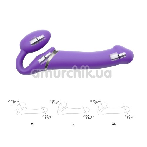 Безремневий страпон з вібрацією Strap-On-Me Vibrating Bendable Strap-On XL, фіолетовий