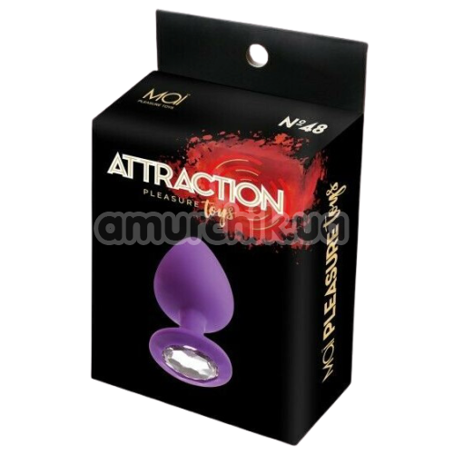 Анальная пробка с прозрачным кристаллом Mai Attraction Pleasure Toys №48, фиолетовая