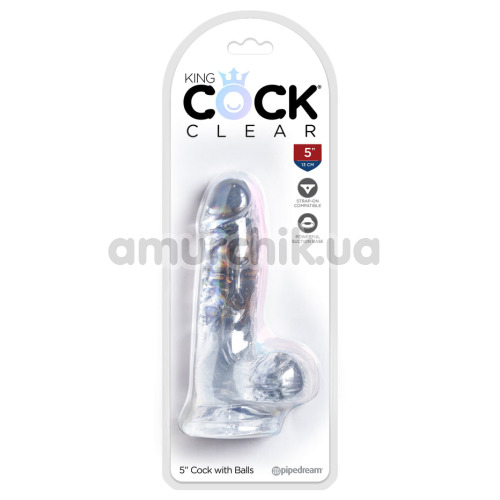 Фаллоимитатор King Cock Clear 5 Cock With Balls, прозрачный