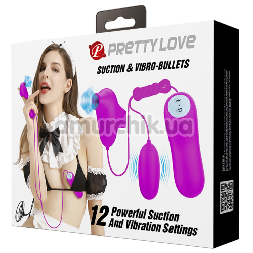 Симулятор орального сексу для жінок з вібрацією Pretty Love Suction & Vibro Bullets, фіолетовий