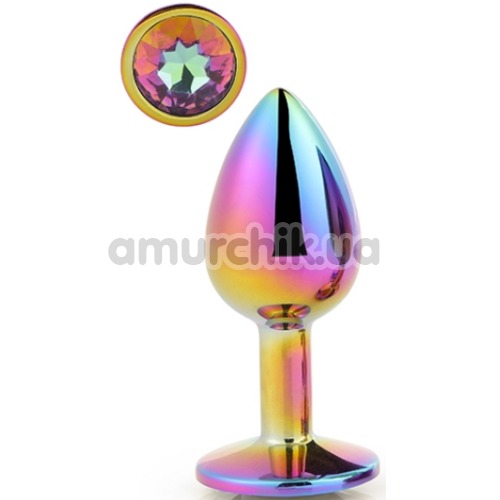Анальная пробка с радужным кристаллом Gleaming Love Multicolour Plug M, радужная