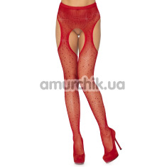 Колготки зі стразами Leg Avenue Suspender Crystalized, червоні - Фото №1