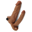 Двойная насадка - удлинитель пениса с вибрацией Lovetoy Pleasure X-Tender Series LV314101, коричневая - Фото №4
