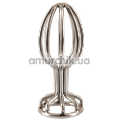 Анальна пробка Anos Finest Butt Wear Metal Cage Butt Plug 2.8 см, срібна - Фото №1