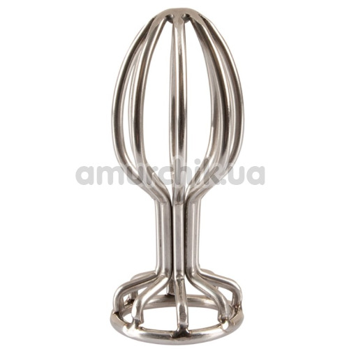 Анальна пробка Anos Finest Butt Wear Metal Cage Butt Plug 2.8 см, срібна - Фото №1