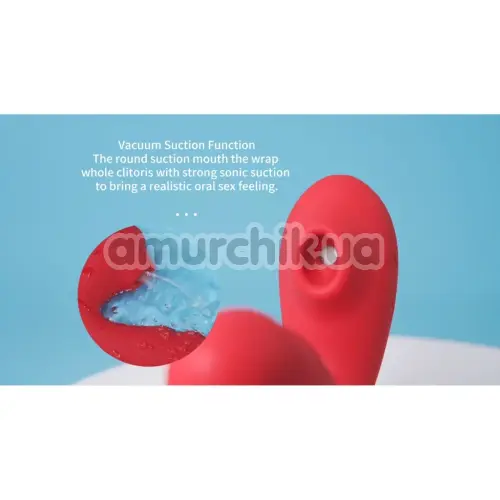 Вибратор с вакуумным стимулятором BeYourLover Tara, красный