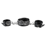 Ошейник с фиксаторами для рук Zado Leather Collar and Handcuffs, черный - Фото №1