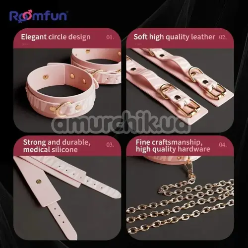 Бондажний набір з електростимуляцією Roomfun Bondage Gear With Massager, рожевий