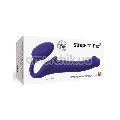 Безпасковий страпон Strap-On-Me Silicone Bendable Strap-On M, фіолетовий