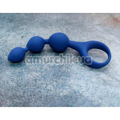 Анальная цепочка Loveshop Silicone Three Anal Beads, синяя