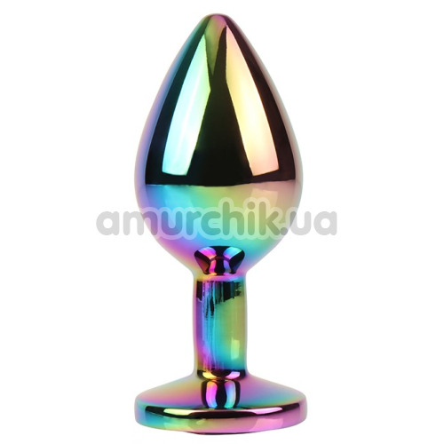 Анальная пробка с радужным кристаллом Matrix Mont Rainbow Gem Metal Plug S, радужная