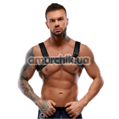 Портупея Zado Fetish Leather Chest Men Harness, черная - Фото №1