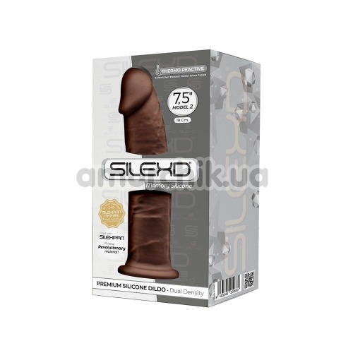 Фалоімітатор Silexd Premium Silicone Dildo Model 2 Size 7.5, коричневий