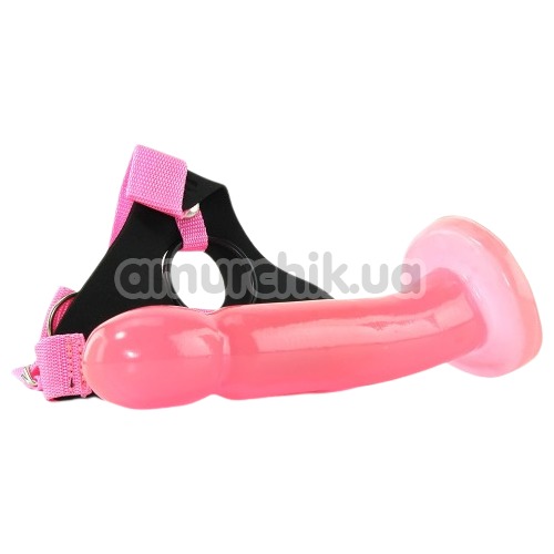 Страпон Climax Pink Ice Dong & Harness Set, розовый