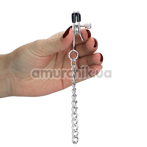 Зажимы для сосков и клитора LoveToy Bondage Fetish Nipple Clit Tassel Clamp With Chain, розовые