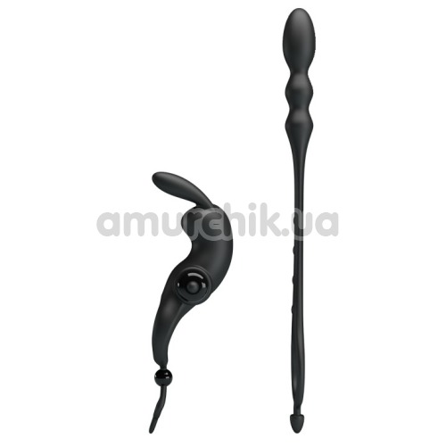 Виброкольцо с анальным стимулятором Pretty Love Vibration Penis Sleeve V, черное